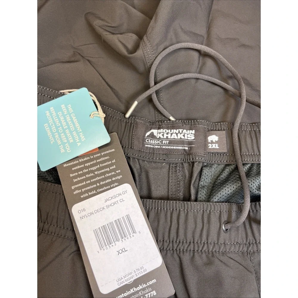Mountain Khakis Nylon Deck Shorts XXL Jackson Grey Quick Dry Stretch NWT